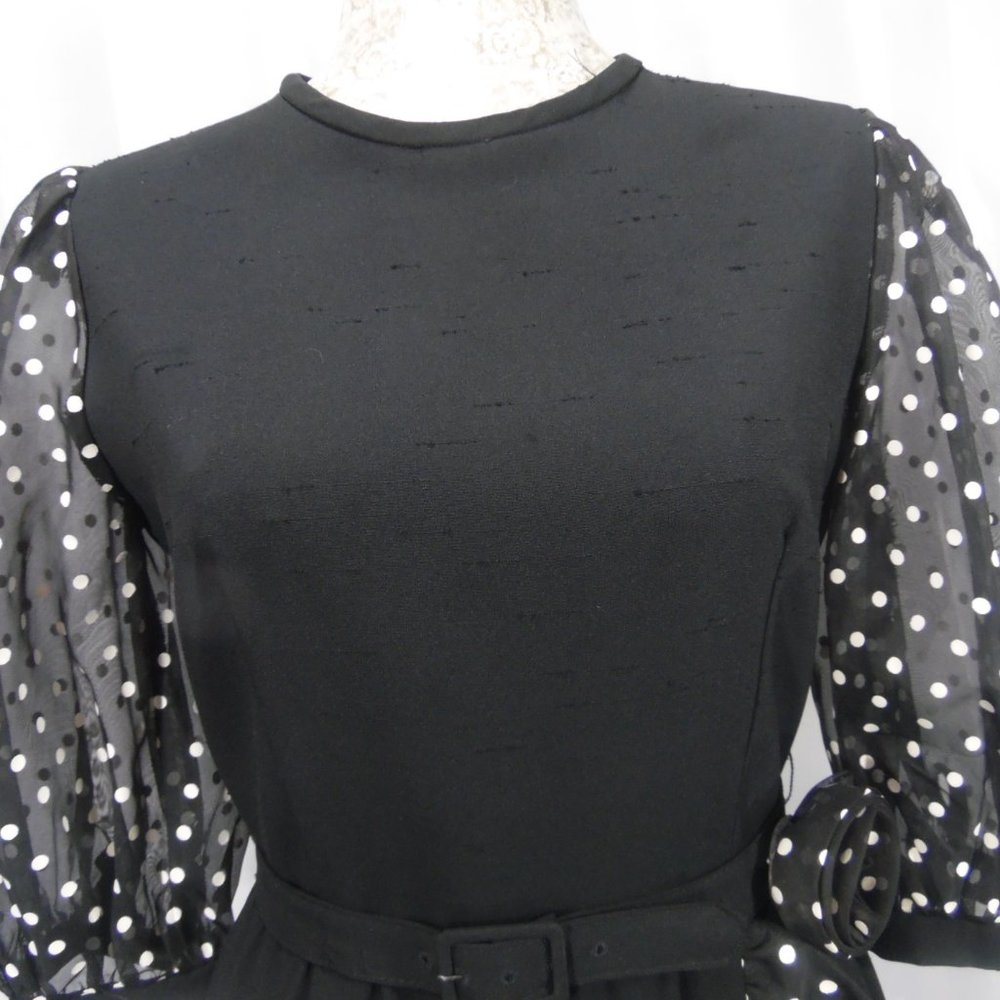 Herman Marcus Vintage Black Dress with Ruffles - Picture 3 of 16